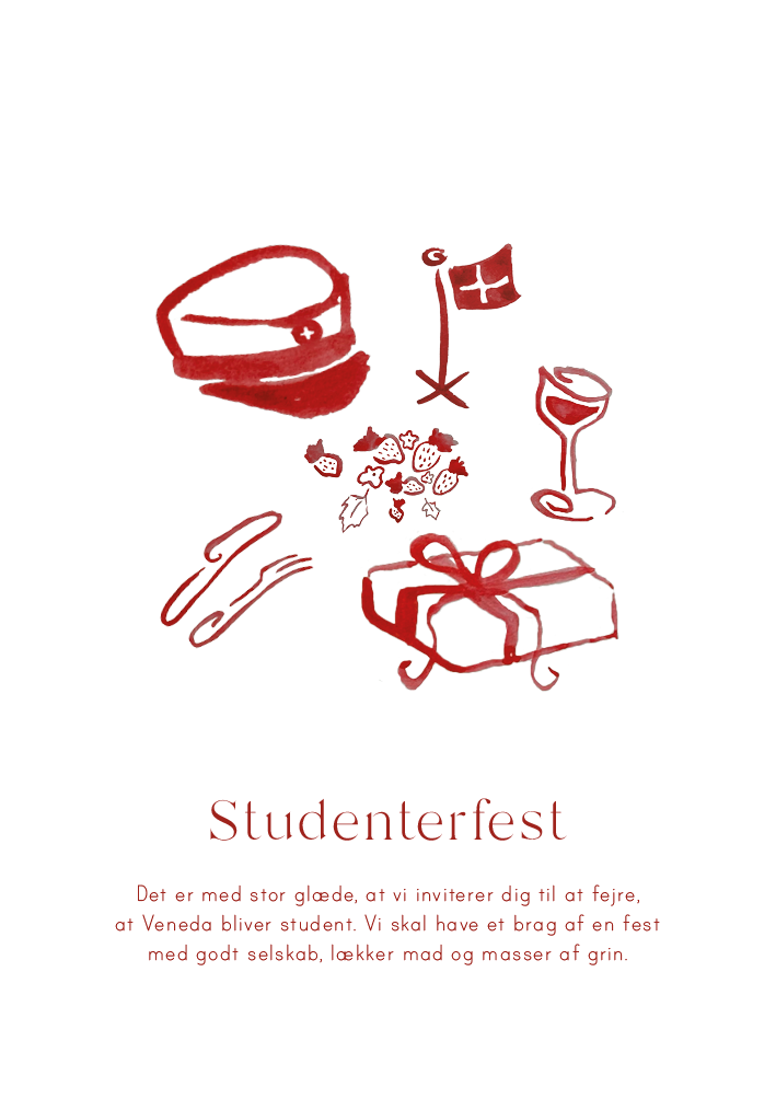 Invitationer - Veneda Studenterfest Rød